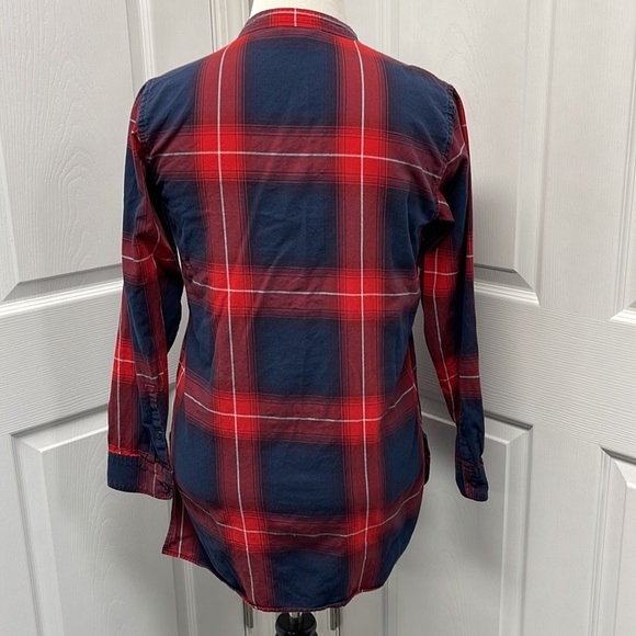 Gap Plaid Red White Blue Cotton Long Sleeve Shirt Small - Picture 3 of 10